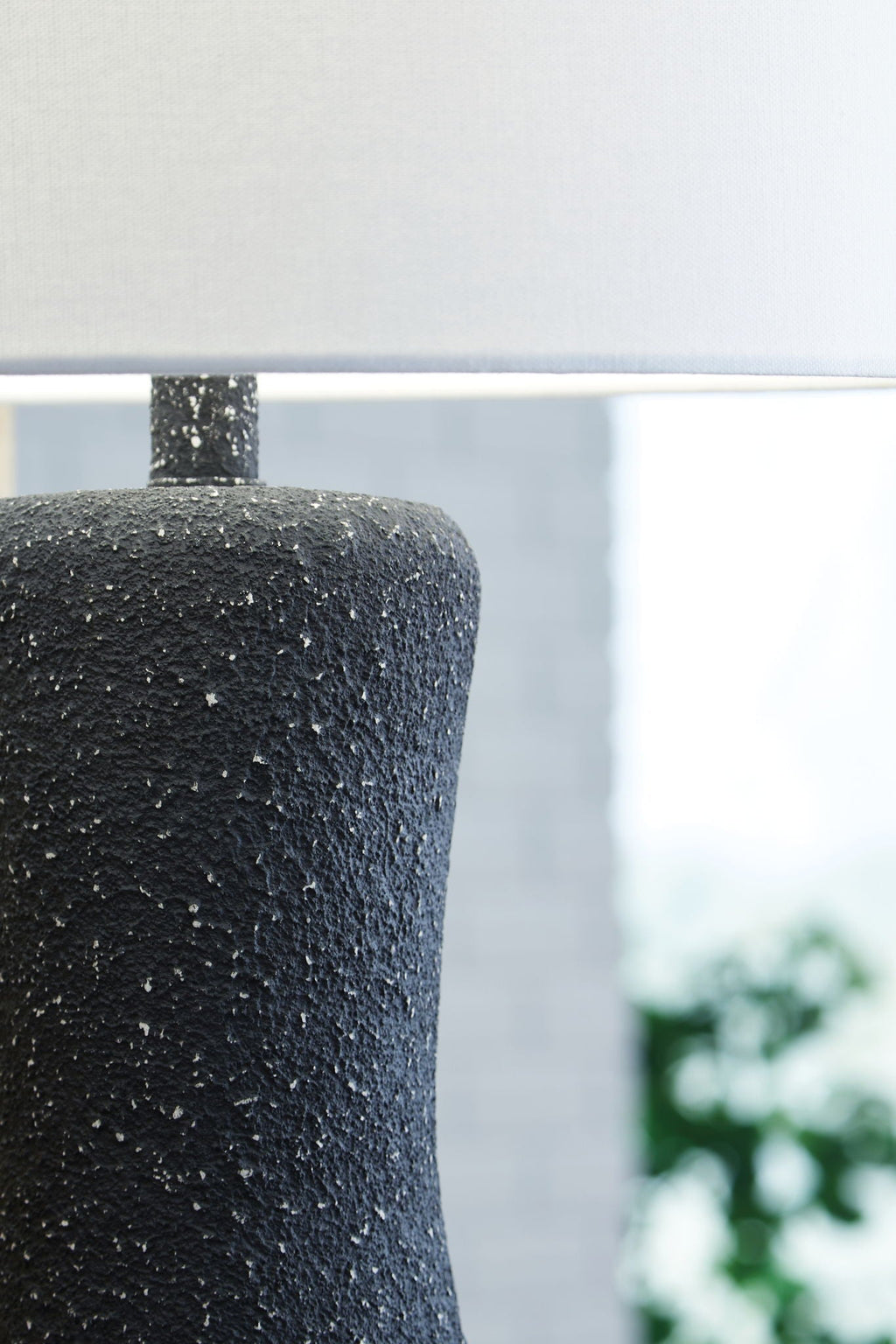 Maykins Metal Table Lamp | Black Textured Metal Contemporary Table Lamp