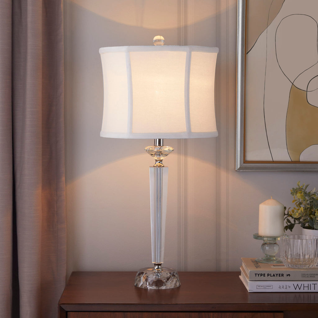Diamond Torch Crystal Table Lamp Set | Faceted Crystal Torch Table Lamp Set of 2