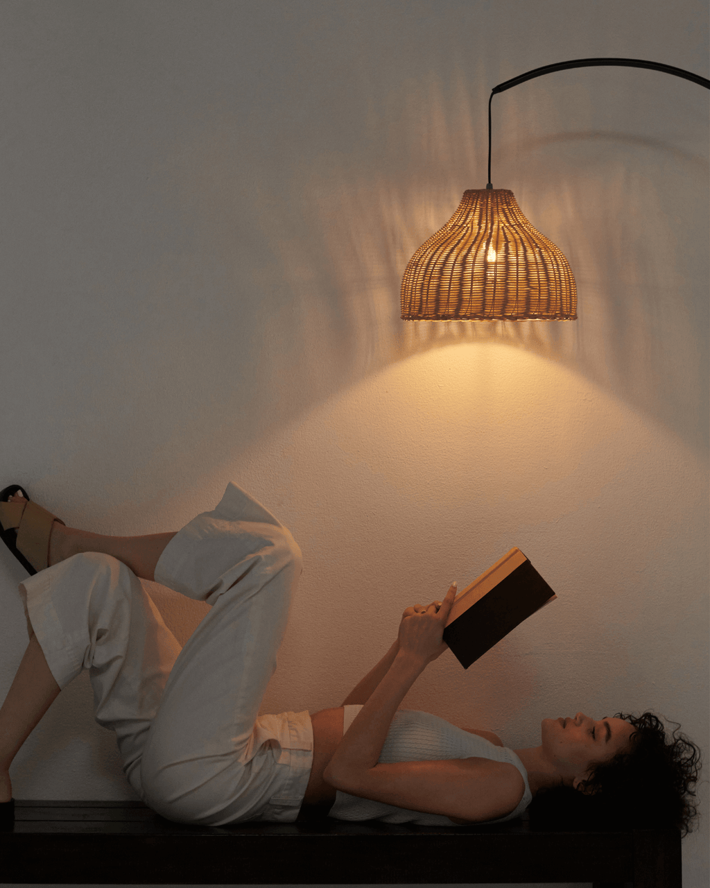 Lark Arc Floor Lamp | Wicker Shade Arc Floor Lamp – Brightech