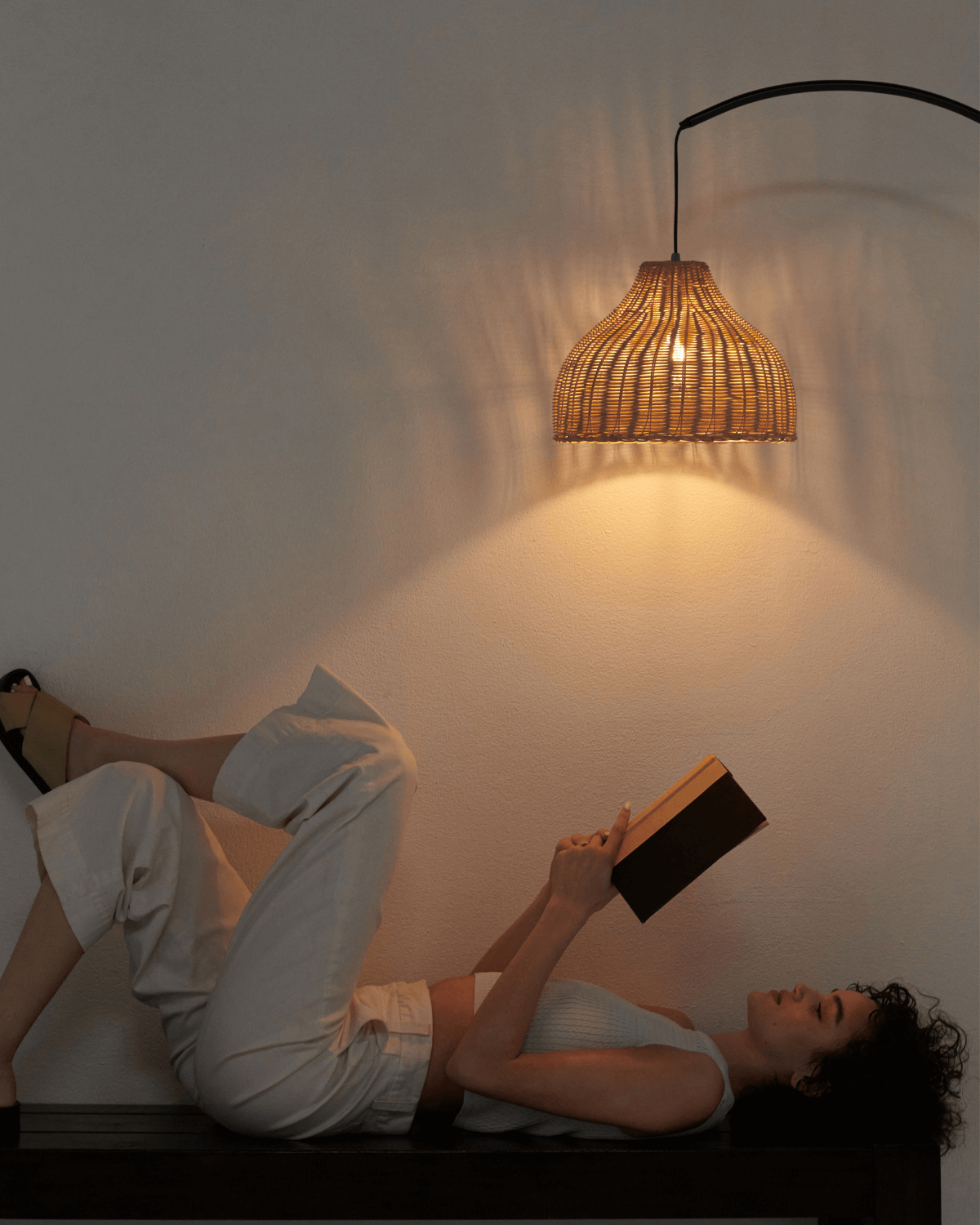 Lark Arc Floor Lamp | Wicker Shade Arc Floor Lamp – Brightech