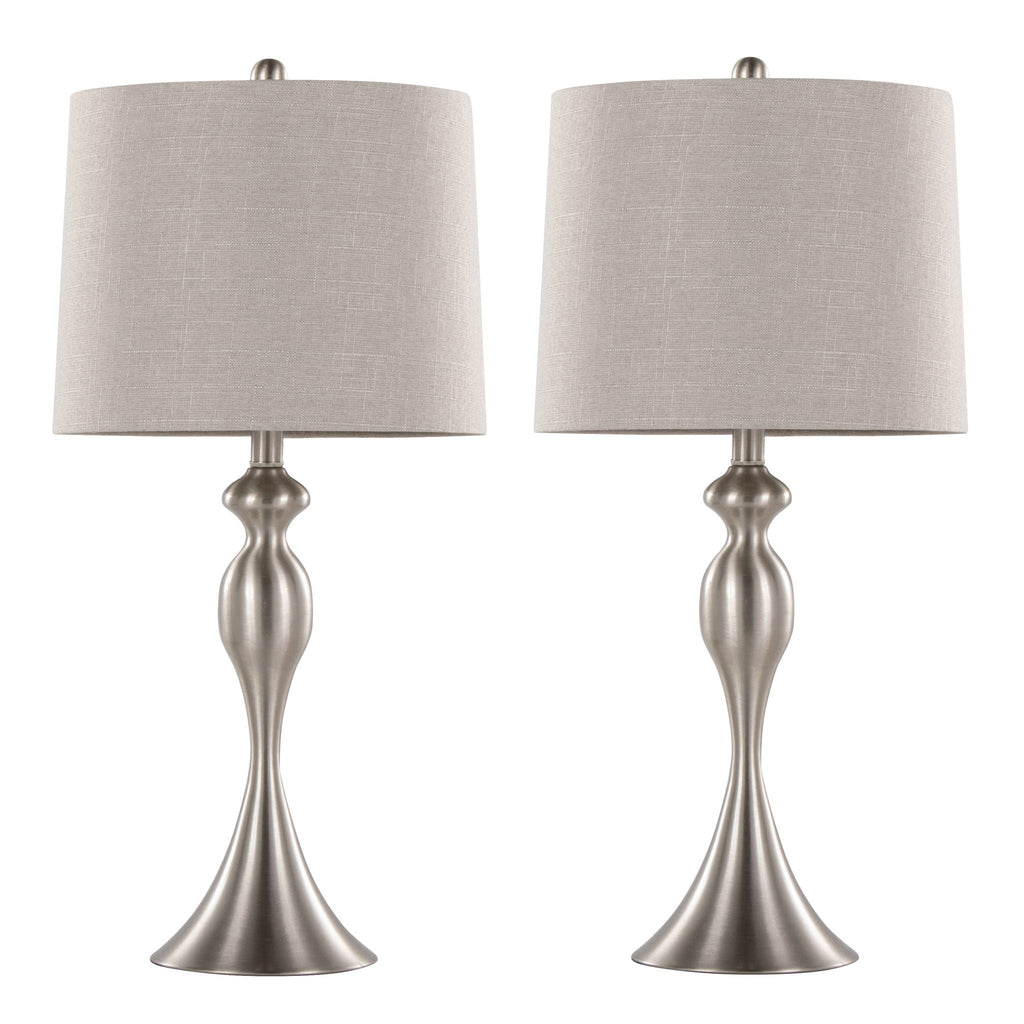 Ashland Nickel Table Lamp Set | Polished Nickel Hourglass Table Lamp Set of 2