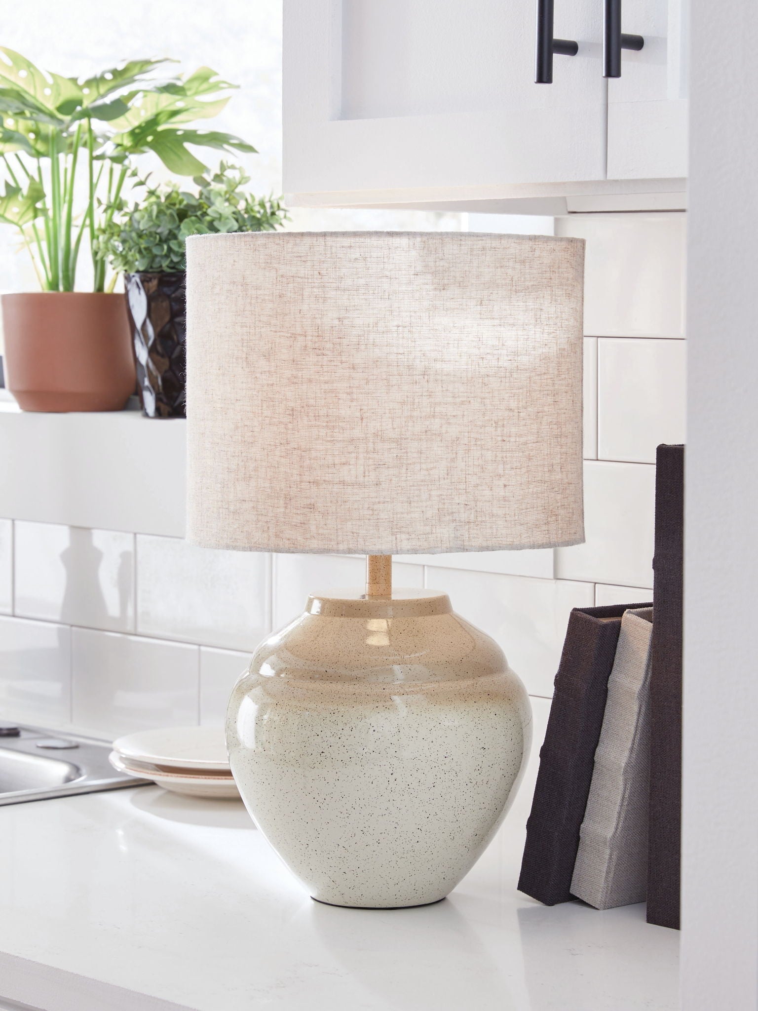 Waldish Metal Table Lamp | Earthy Cream Shapely Metal Contemporary Table Lamp