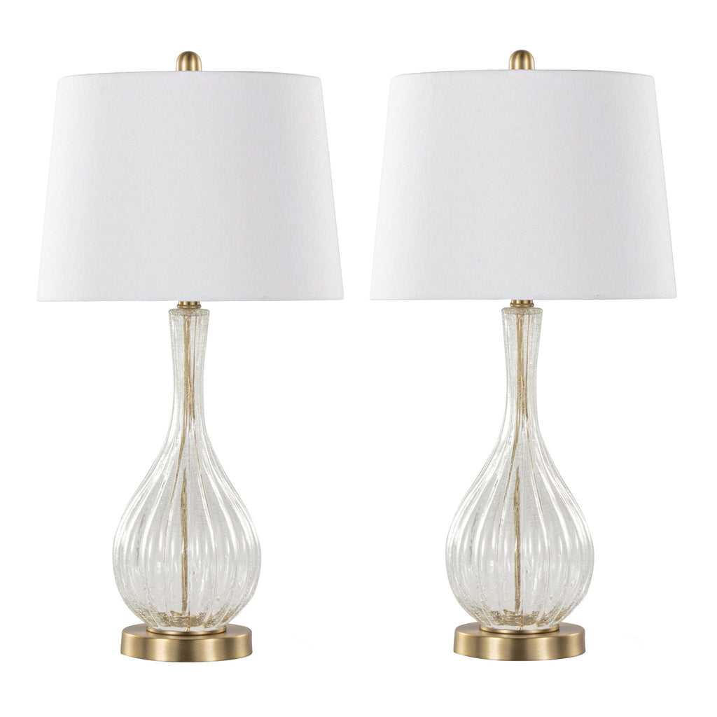 Jenny Crackle Glass Table Lamp Set | Contemporary Glass Table Lamp Set of 2