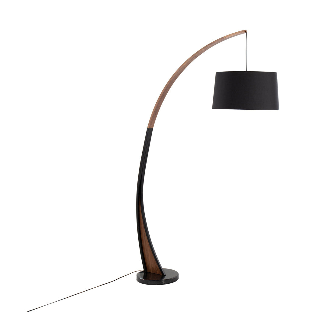 Noah Mid-Century Floor Lamp | Walnut & Metal Arc Floor Lamp