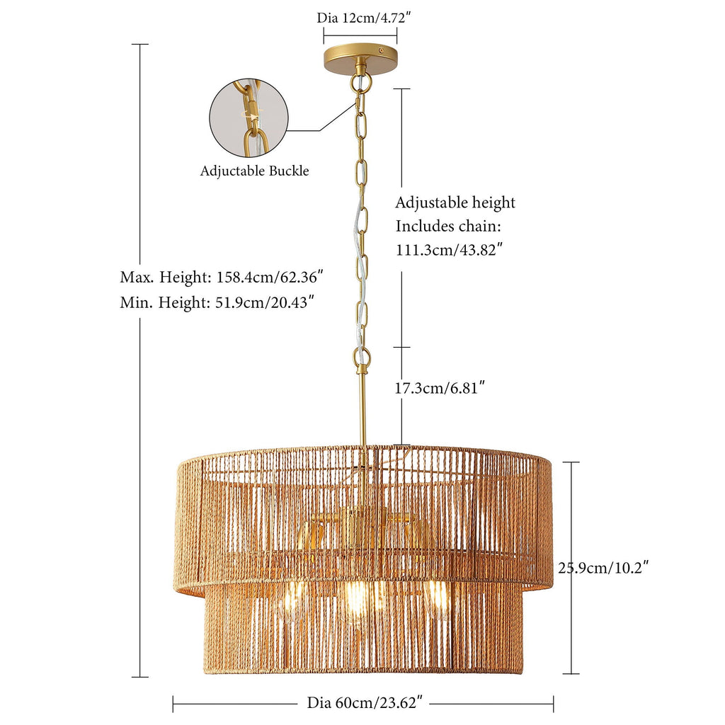 Boho Wabi-Sabi Chandelier | Two-Tier Natural Pendant Ceiling Lamp