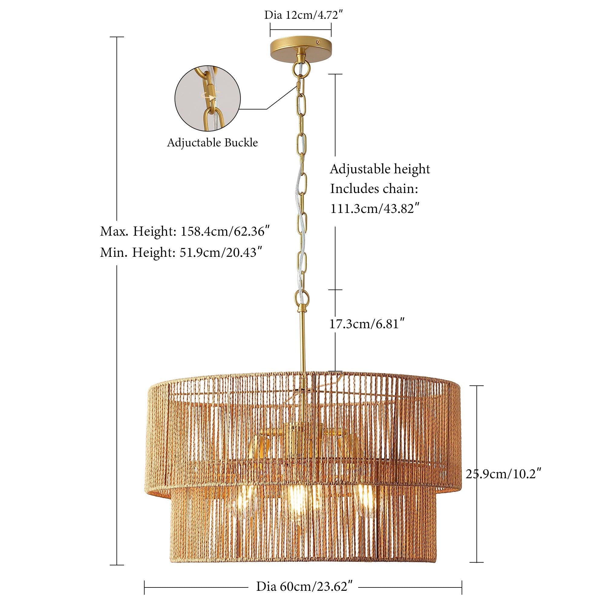 Boho Wabi-Sabi Chandelier | Two-Tier Natural Pendant Ceiling Lamp