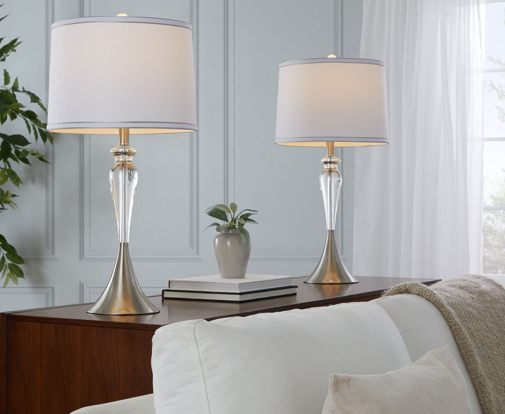 Ashland Crystal Table Lamp Set | Clear Crystal Hourglass Table Lamp Set of 2