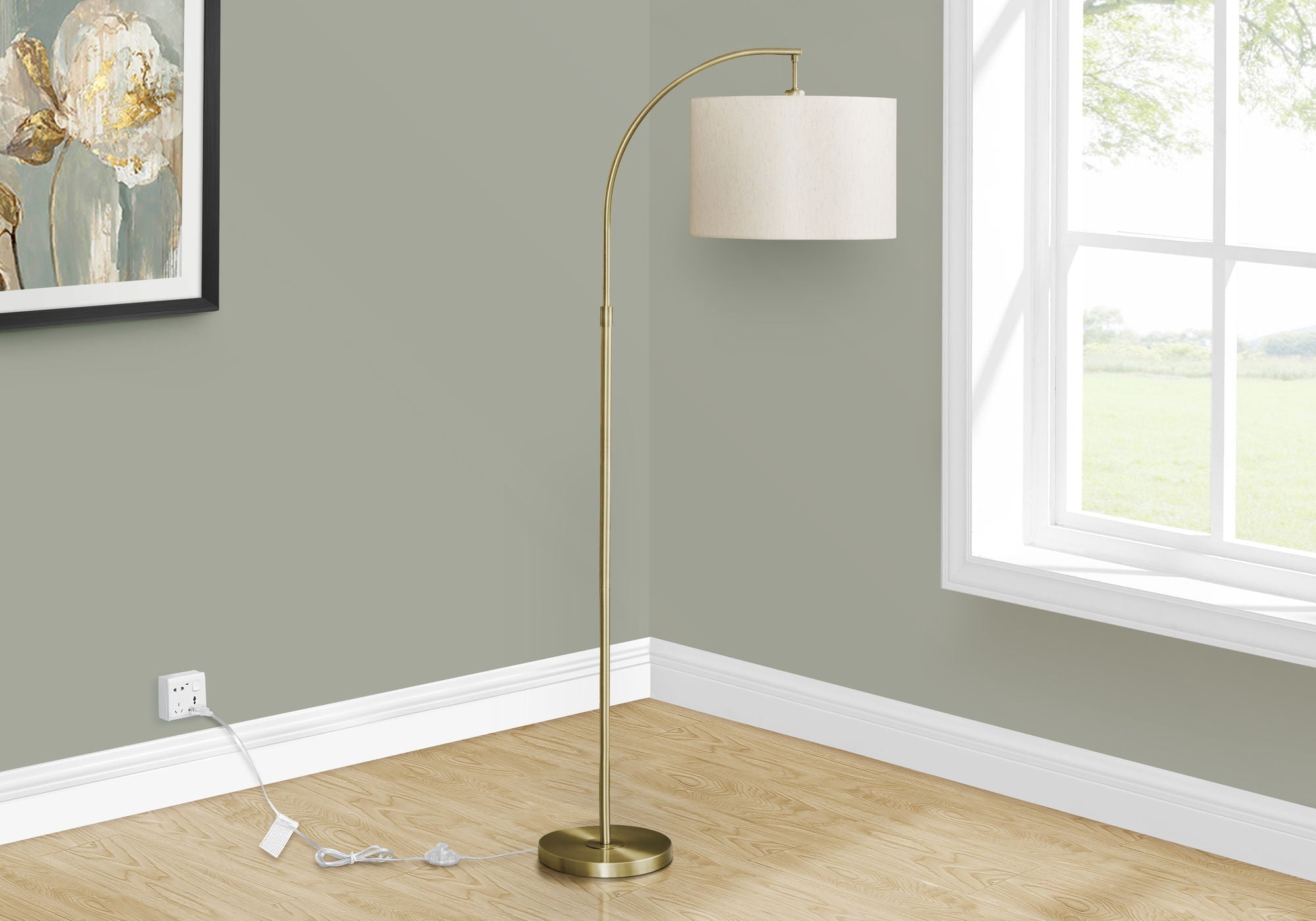 Contemporary Arc Floor Lamp | Metal Arc Floor Lamp with Drum Shade
