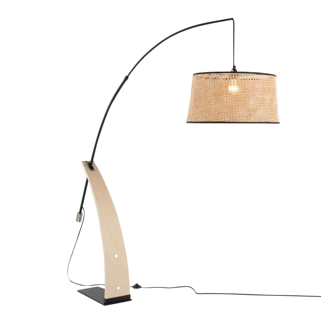 Robyn Mid-Century Floor Lamp | Arched Metal & Wood Accent Floor Lamp