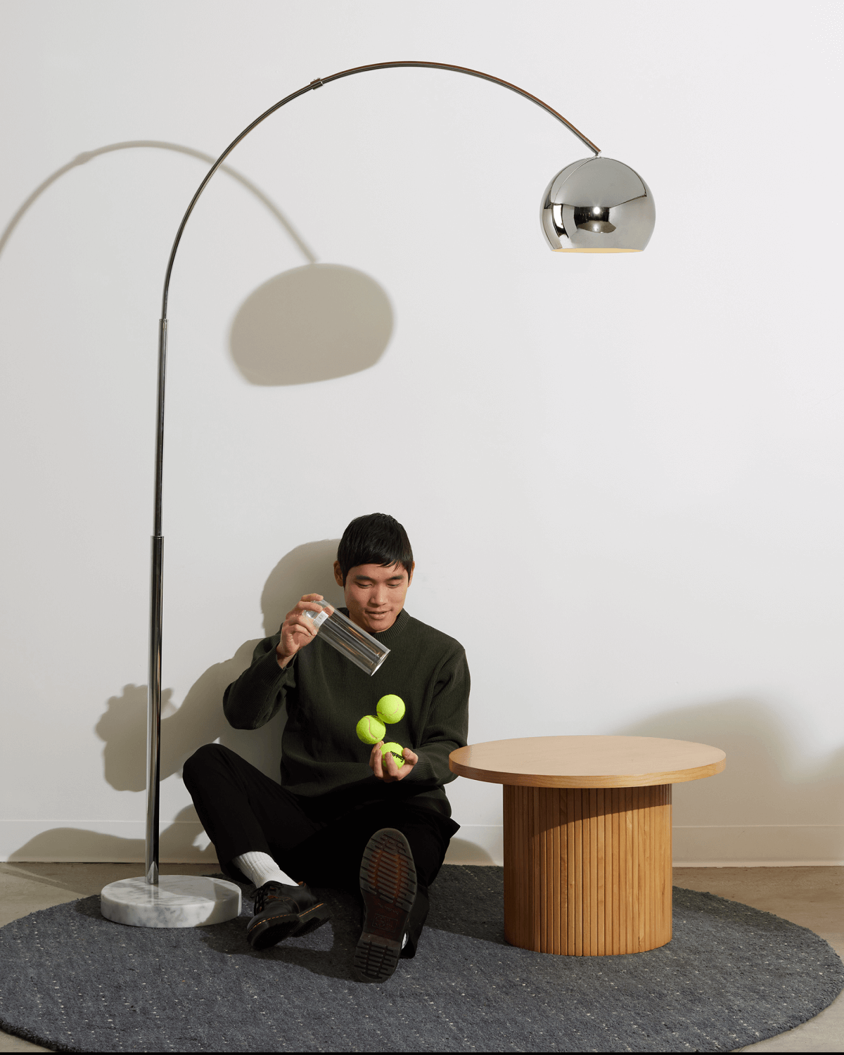 Olivia Arc Floor Lamp | Marble Base Arc Lamp with Globe Shade