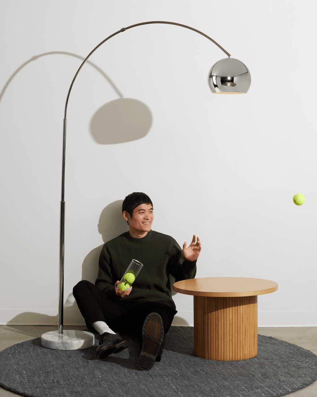 Olivia Arc Floor Lamp | Marble Base Arc Lamp with Globe Shade