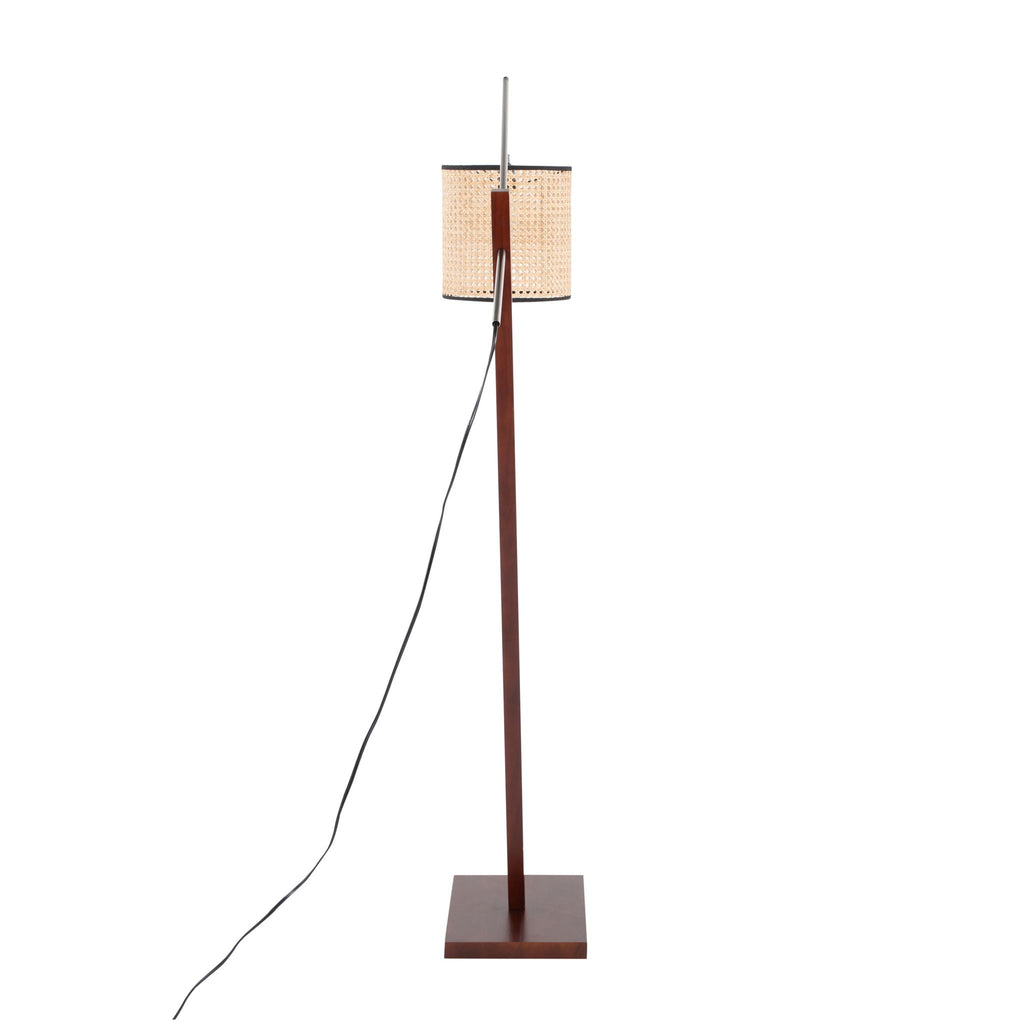 Arturo Wood & Rattan Floor Lamp | Natural Wood Base Floor Lamp