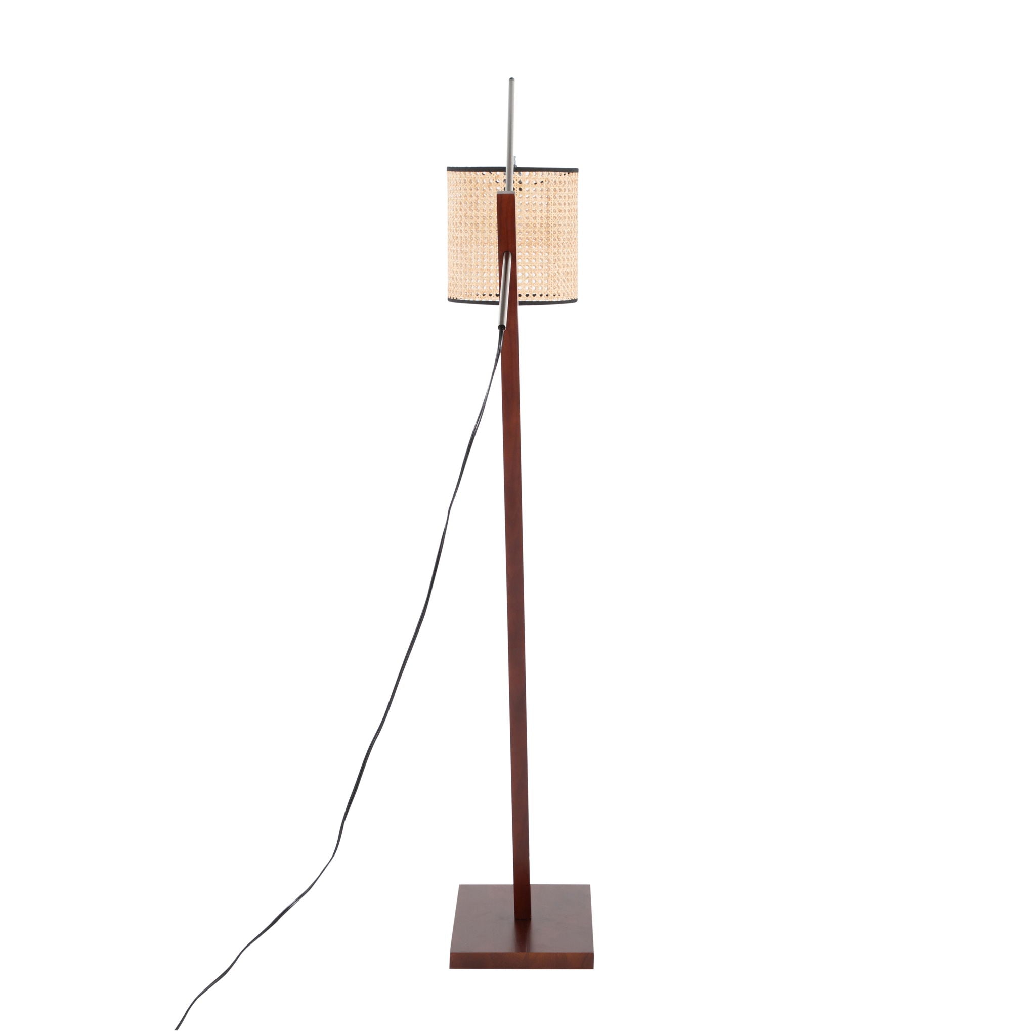 Arturo Wood & Rattan Floor Lamp | Natural Wood Base Floor Lamp