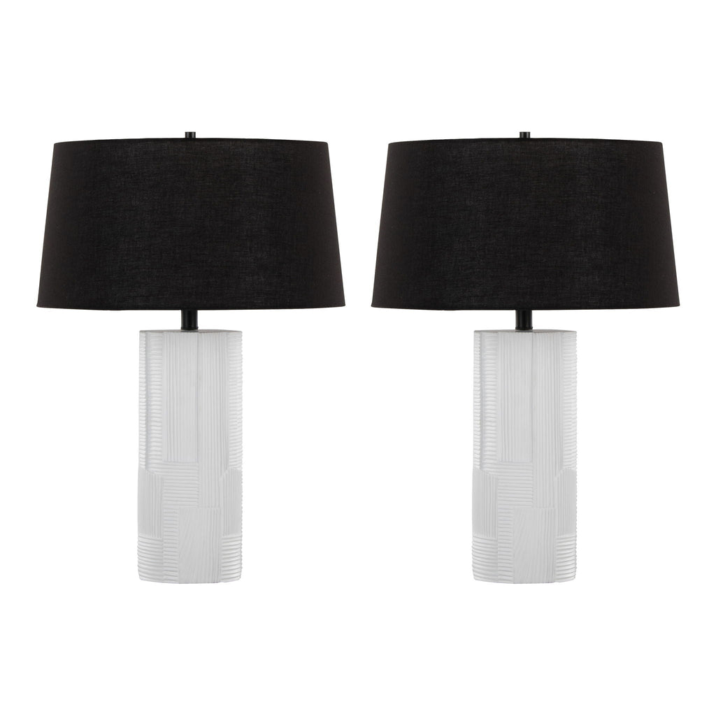 Petra Textured Table Lamp Set | Cream Polyresin Textured Table Lamp Set of 2