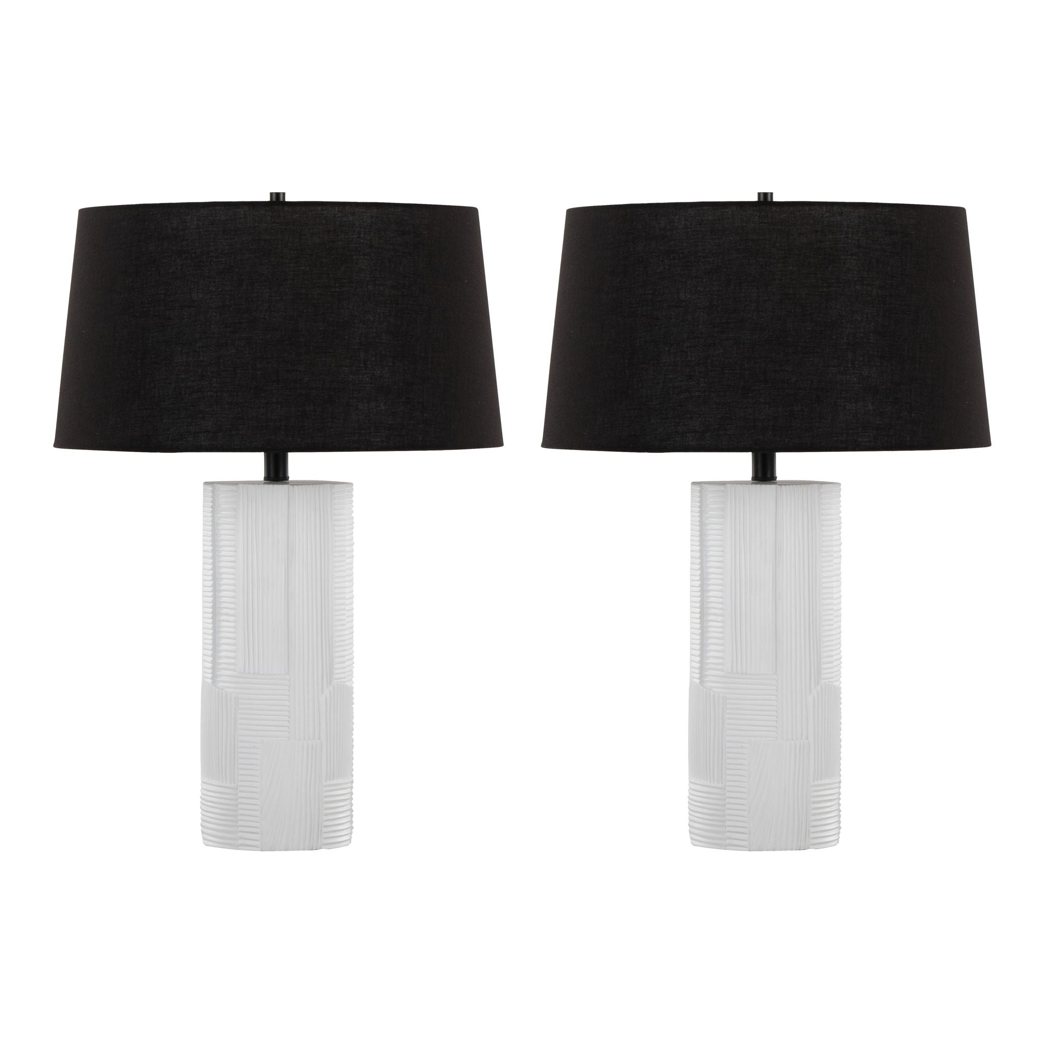Petra Textured Table Lamp Set | Cream Polyresin Textured Table Lamp Set of 2