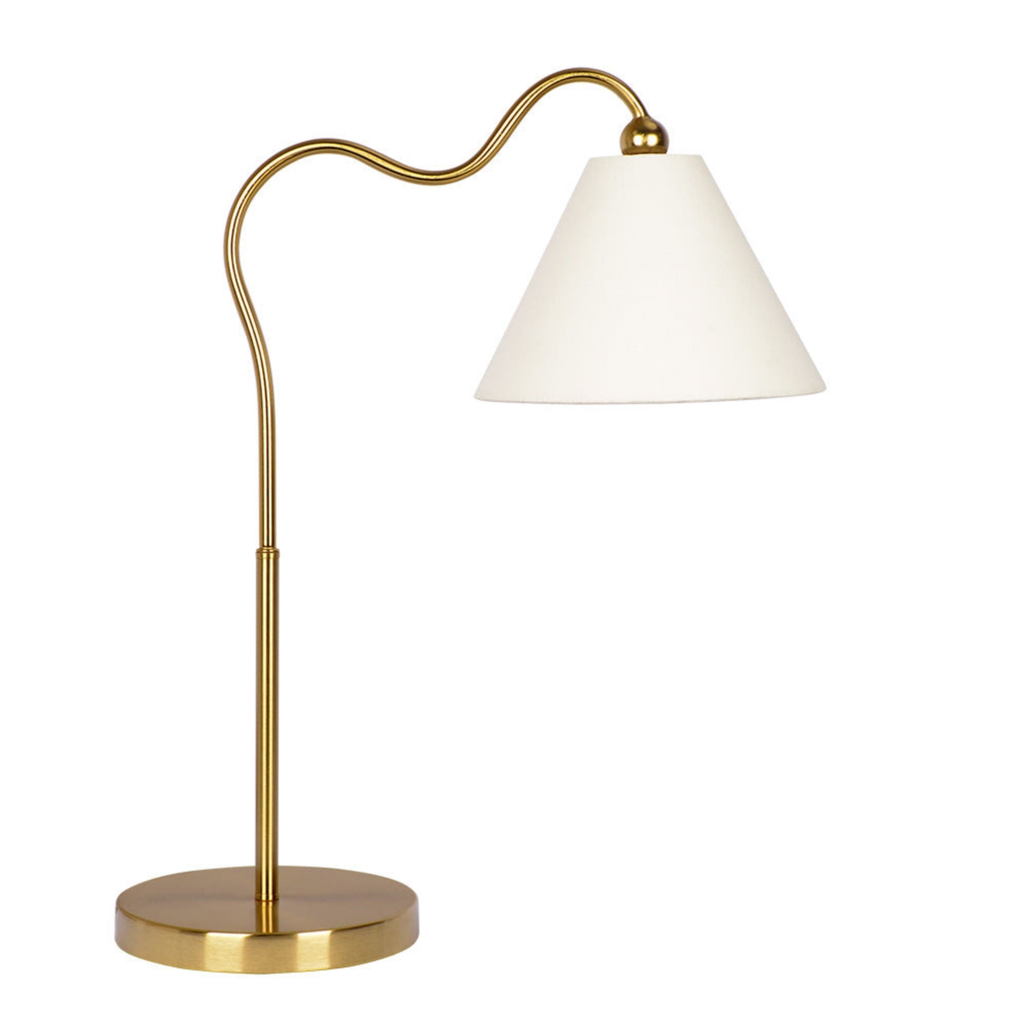 Ornate Ring Base Table Lamp | Brass Ring Base Curved Contemporary Table Lamp