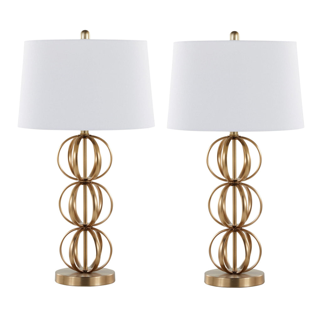Linx Stacked Orb Table Lamp Set | Wire Orb Sculptural Table Lamp Set of 2