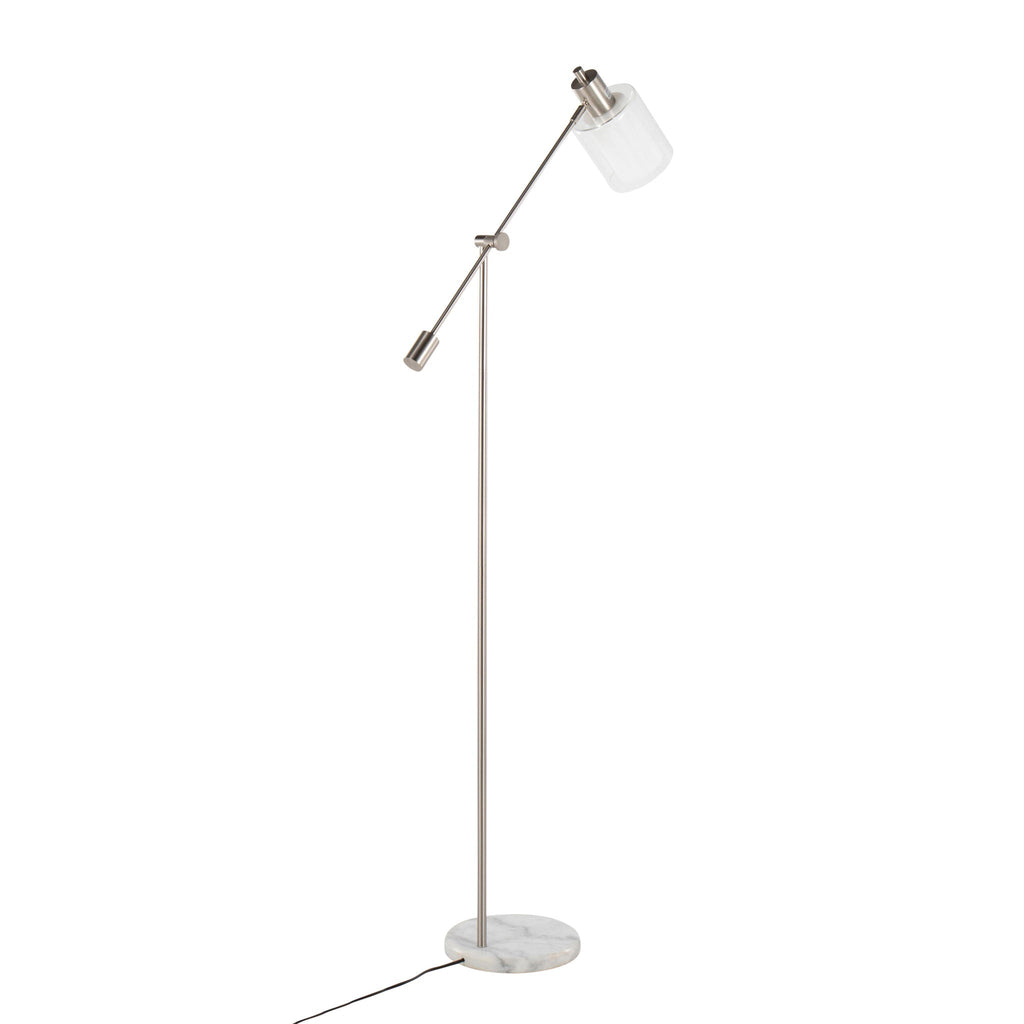Marcel Floor Lamp | Marble Base & Glass Shade Contemporary Floor Lamp