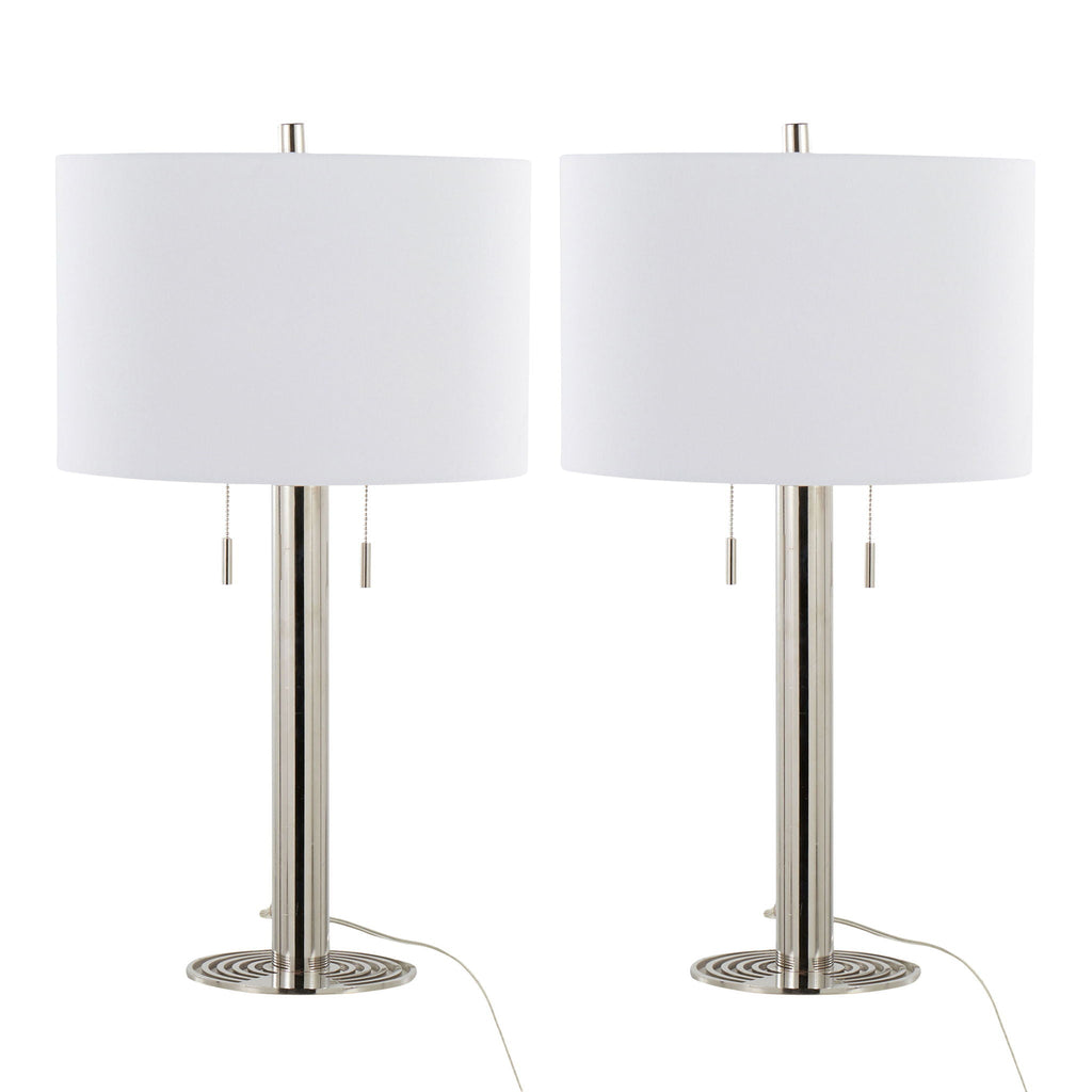 Master Contemporary Table Lamp Set | Polished Nickel Vertical Table Lamp Set of 2