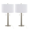 Master Contemporary Table Lamp Set | Polished Nickel Vertical Table Lamp Set of 2