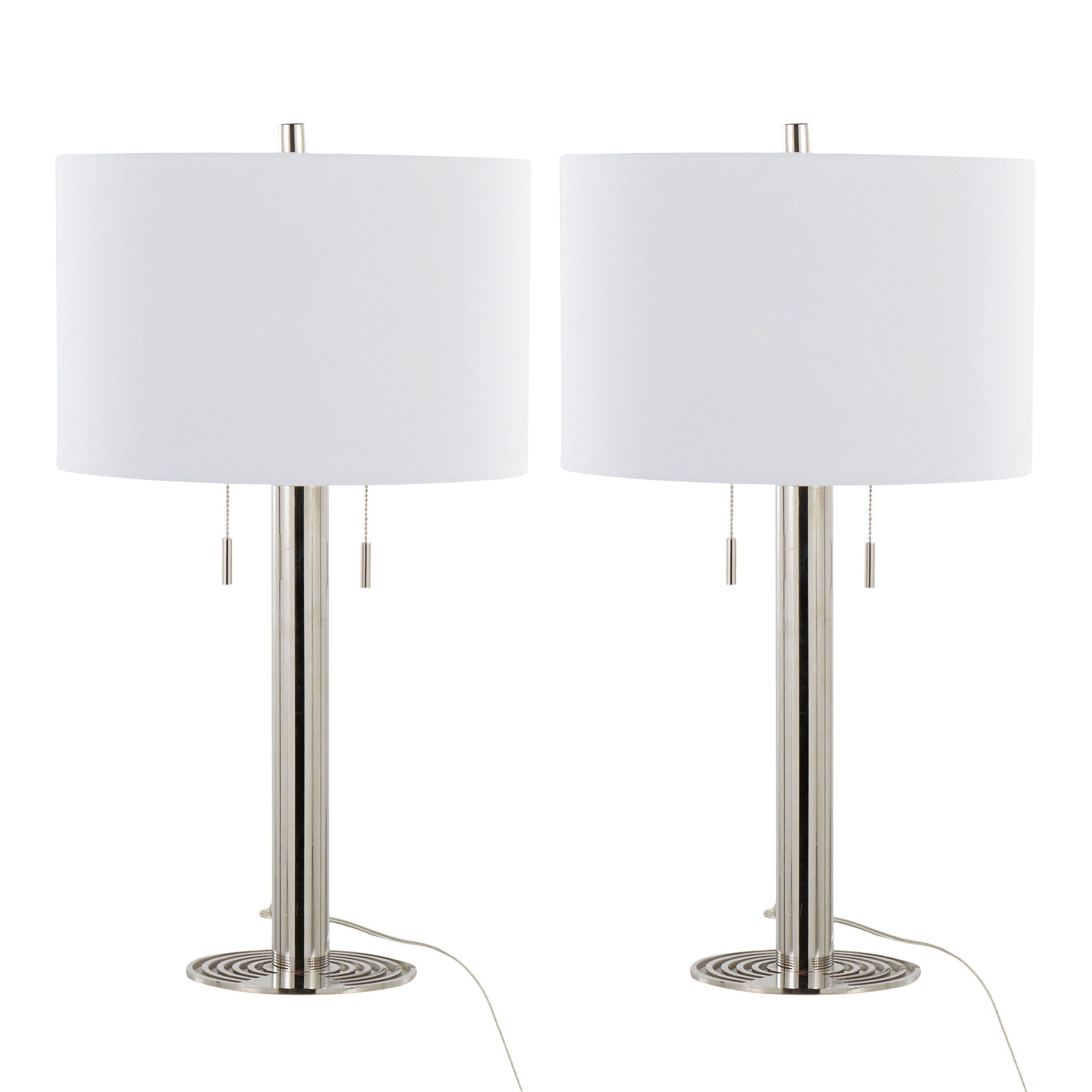 Master Contemporary Table Lamp Set | Polished Nickel Vertical Table Lamp Set of 2