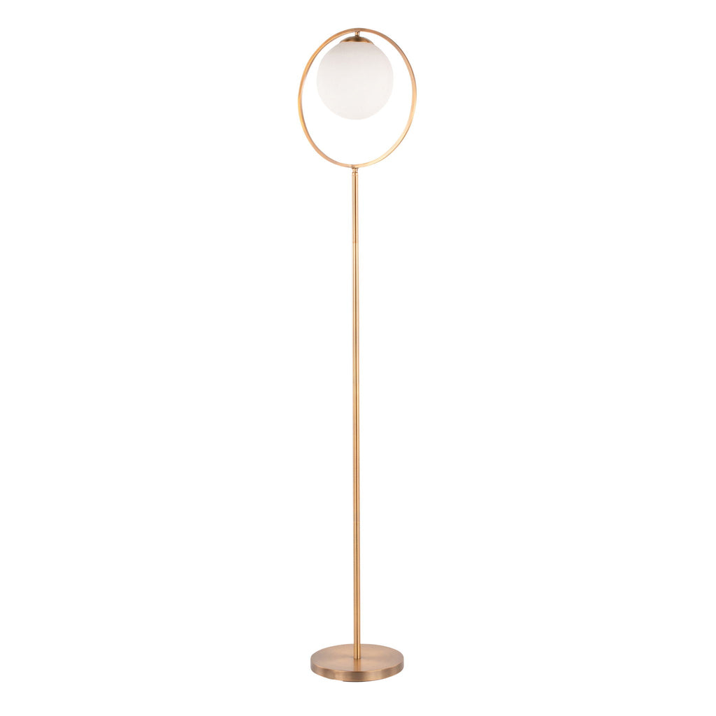 Moon Floor Lamp | Sleek Metal Contemporary Floor Lamp with Frosted Shade