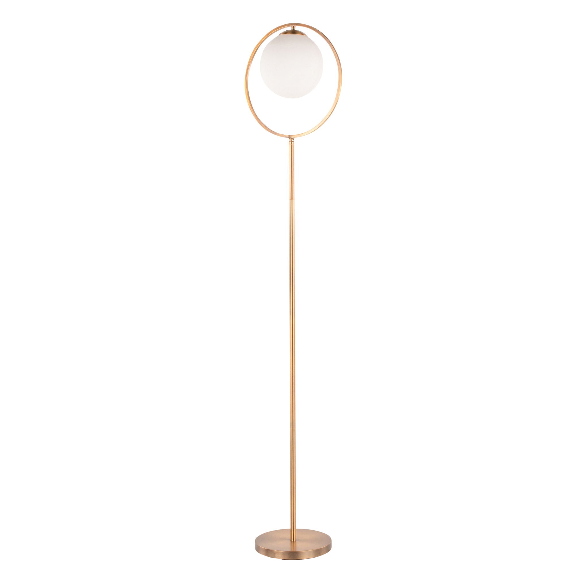 Moon Floor Lamp | Sleek Metal Contemporary Floor Lamp with Frosted Shade