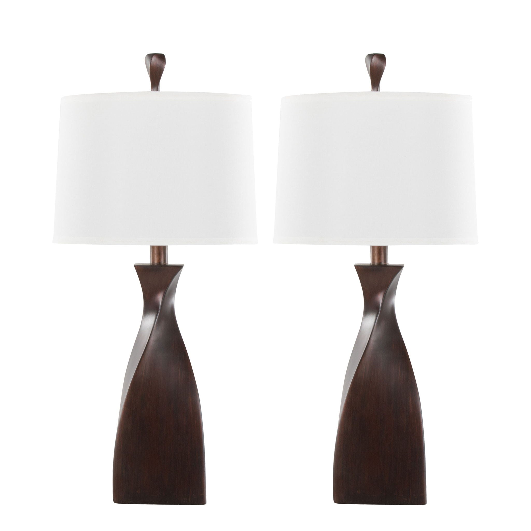 Curvo Block Base Table Lamp Set | Contemporary Polyresin Table Lamp Set of 2