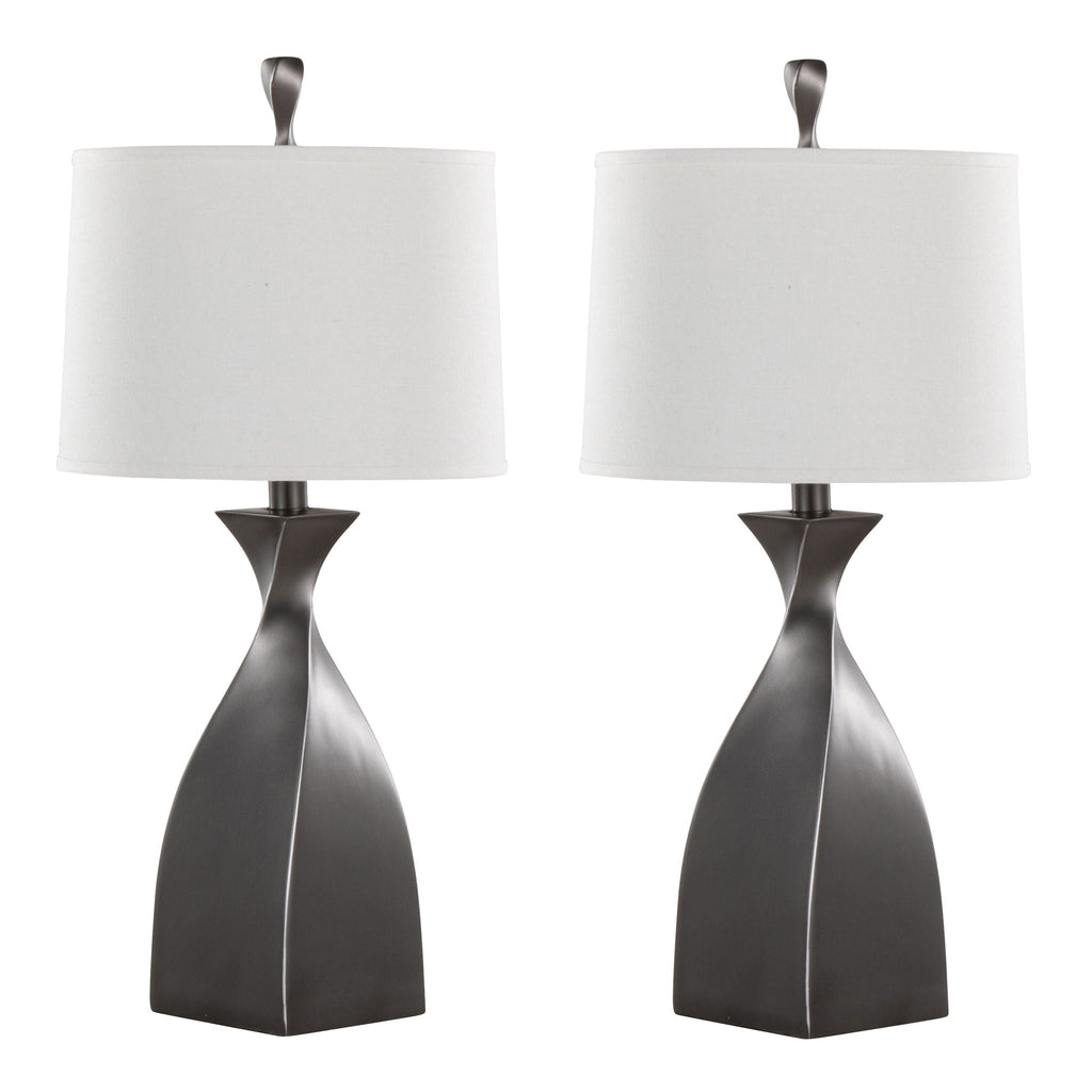 Curvo Block Base Table Lamp Set | Contemporary Polyresin Table Lamp Set of 2