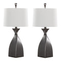 Curvo Block Base Table Lamp Set | Contemporary Polyresin Table Lamp Set of 2