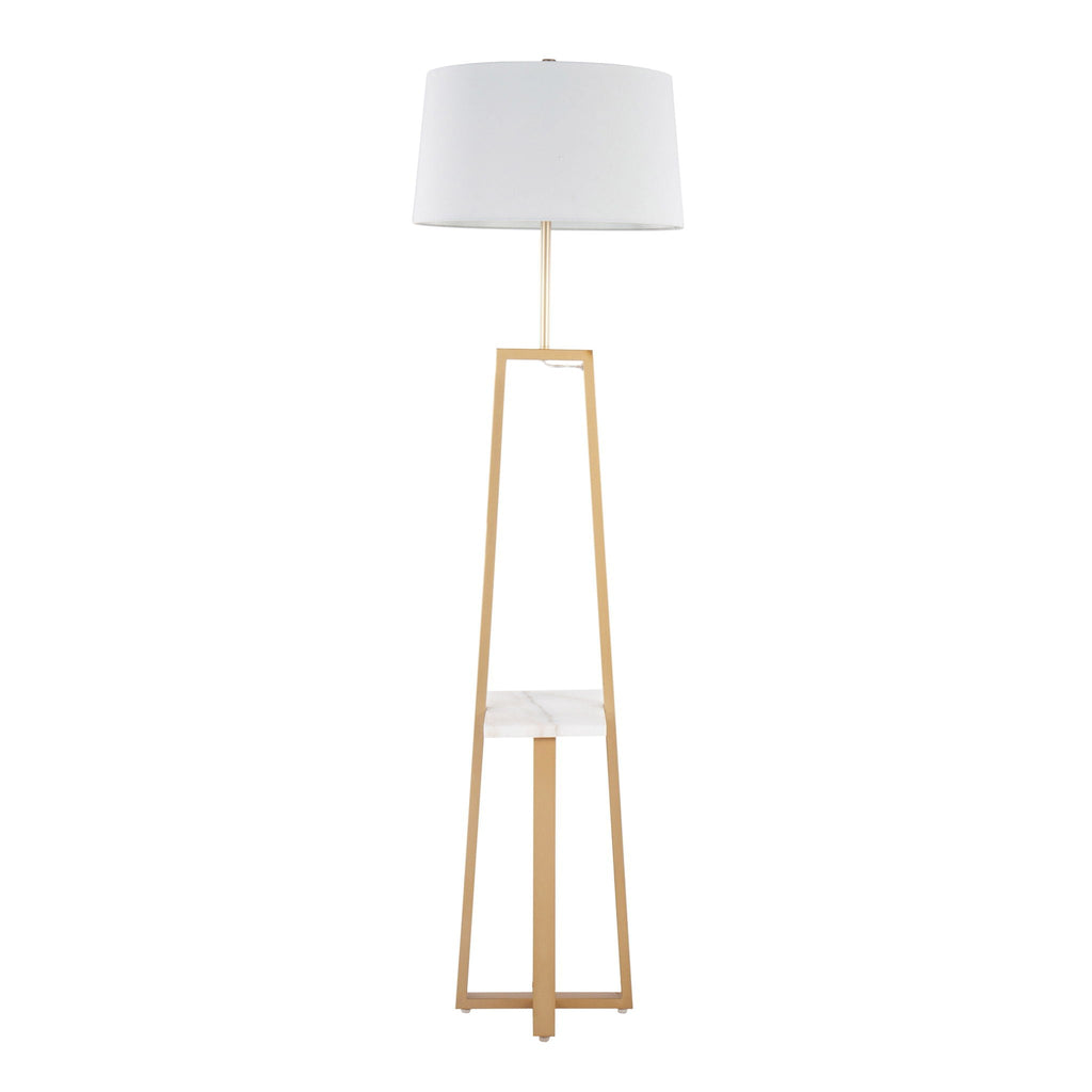 Cosmo Shelf Floor Lamp | Geometric Base Floor Lamp with Integrated Shelf