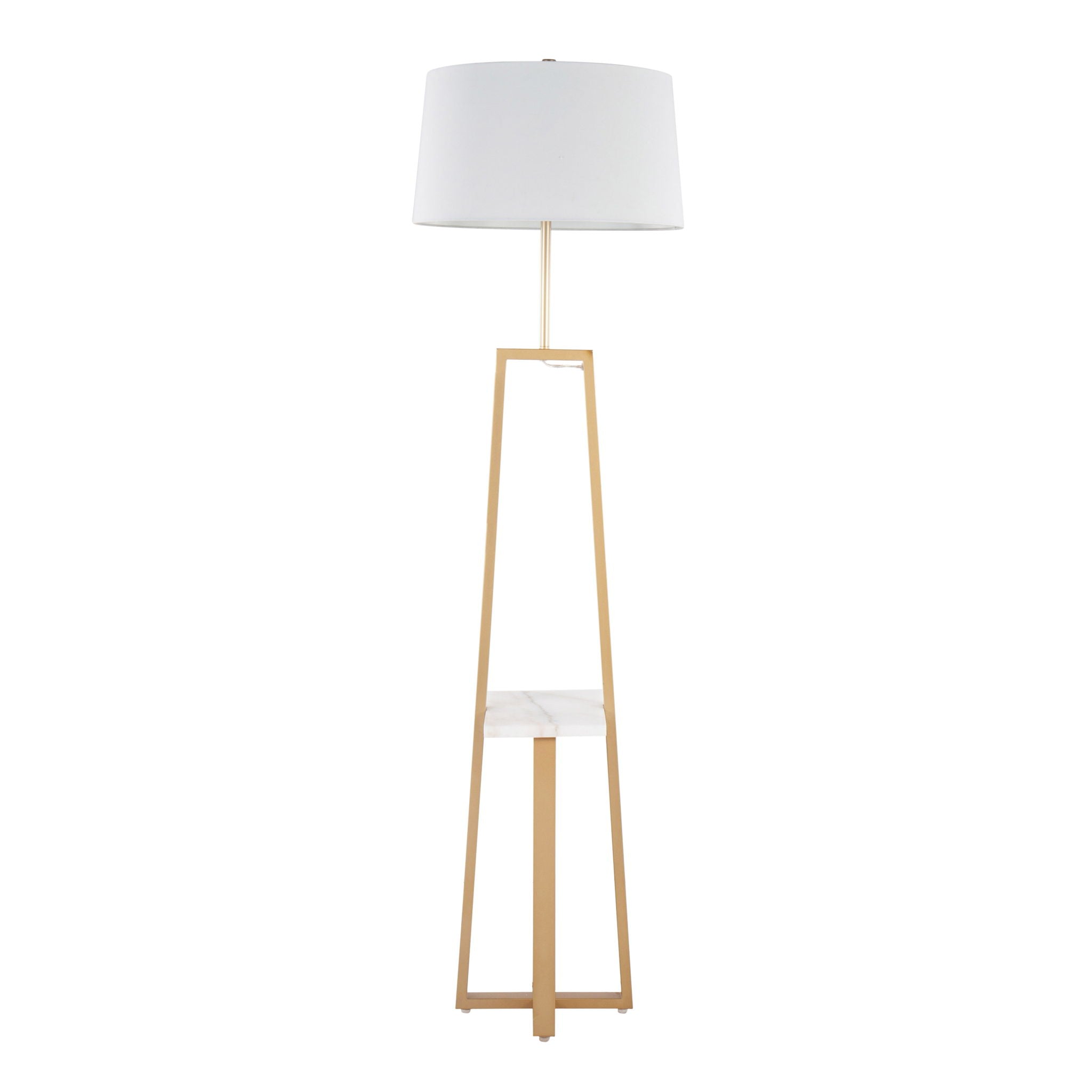Cosmo Shelf Floor Lamp | Geometric Base Floor Lamp with Integrated Shelf
