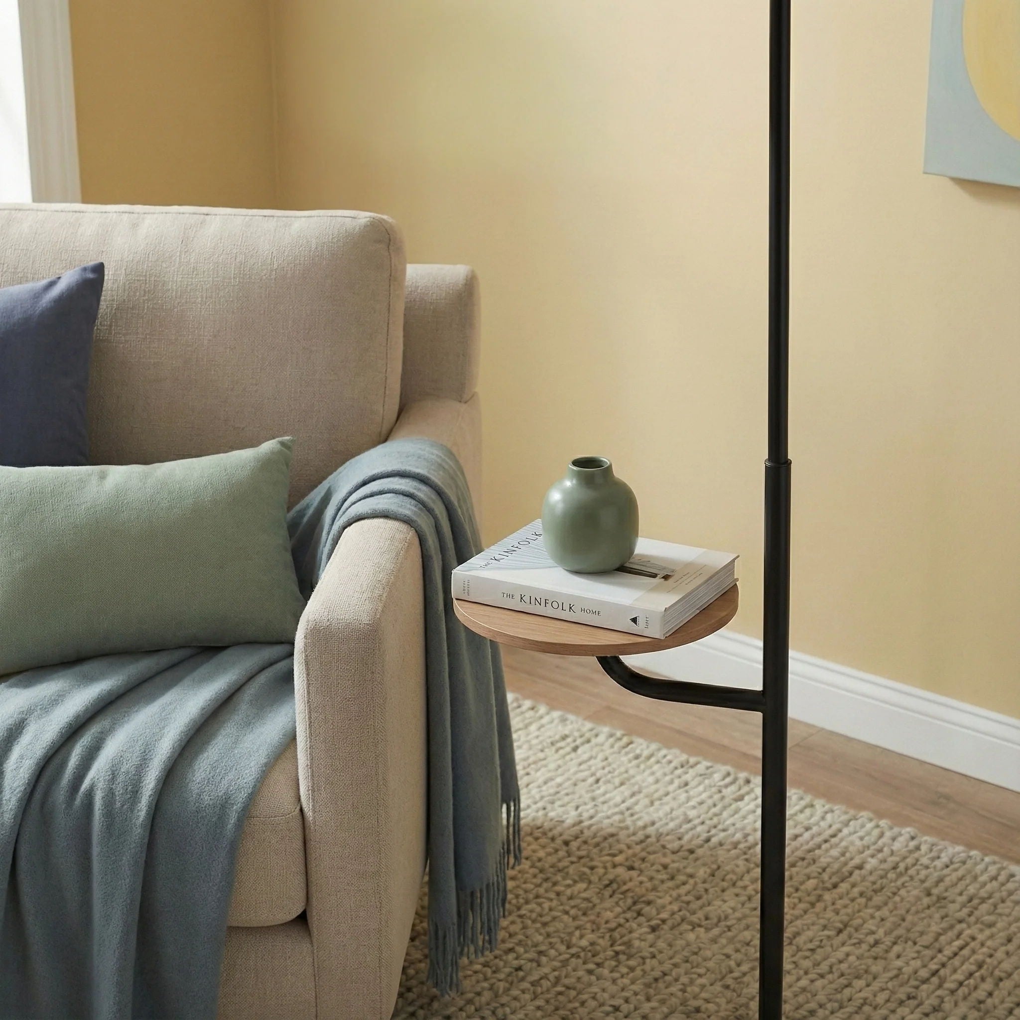 Seoul Floor Lamp with Table Base | Contemporary Floor Lamp with Integrated Side Table