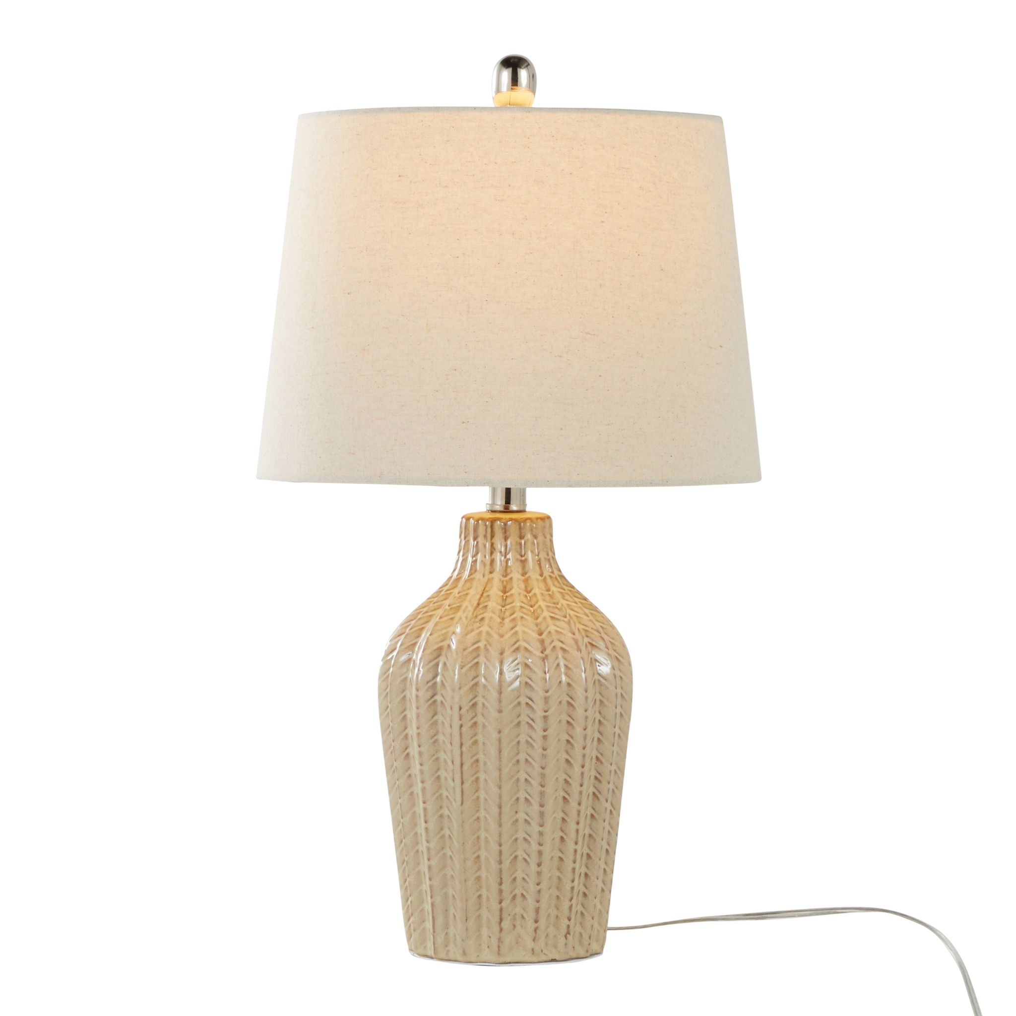 Rockwell Chevron Ceramic Table Lamp Set | Glossy Patterned Table Lamp Set of 2