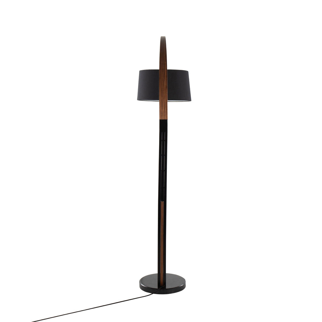 Noah Mid-Century Floor Lamp | Walnut & Metal Arc Floor Lamp
