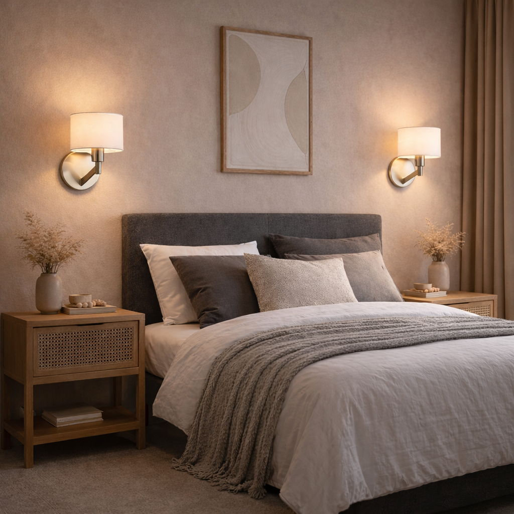 Nebula Wall Lamp | Brushed Nickel Contemporary Wall Lamp with Rotary Switch