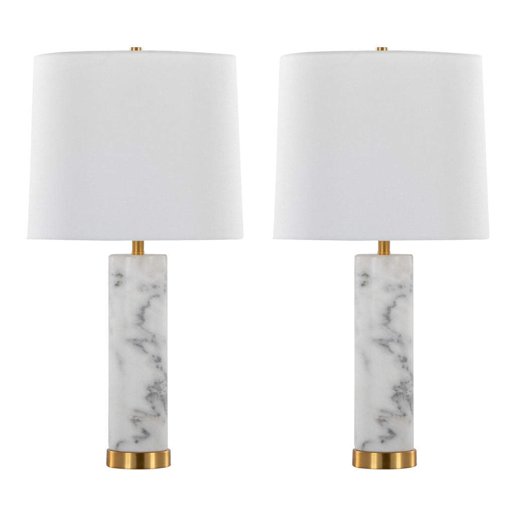 Marabella Marble Table Lamp Set | White Marble & Brass Table Lamp Set of 2