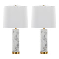 Marabella Marble Table Lamp Set | White Marble & Brass Table Lamp Set of 2
