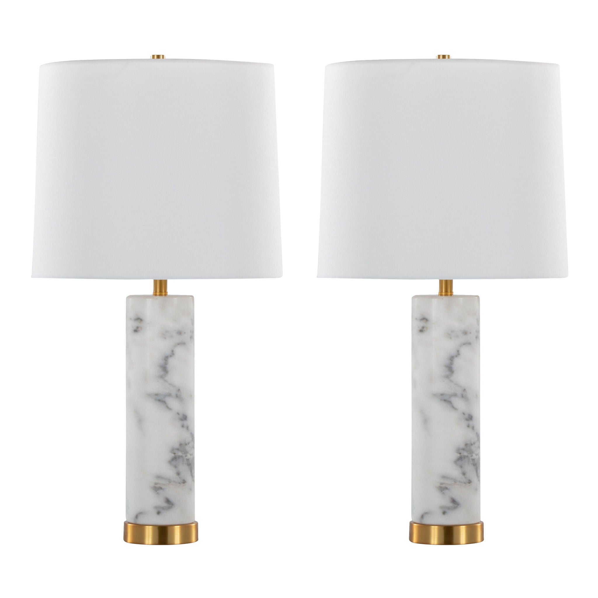 Marabella Marble Table Lamp Set | White Marble & Brass Table Lamp Set of 2