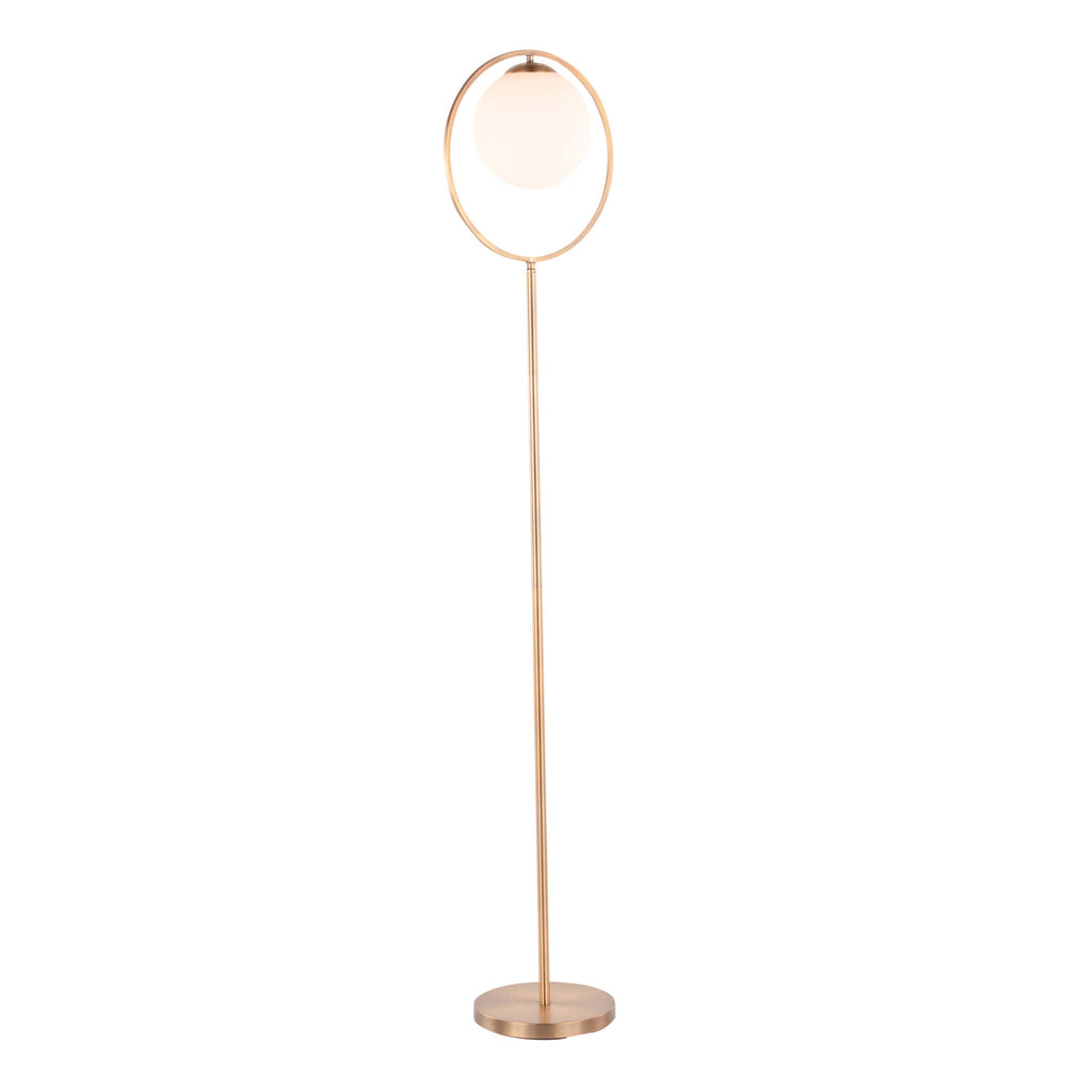 Moon Floor Lamp | Sleek Metal Contemporary Floor Lamp with Frosted Shade