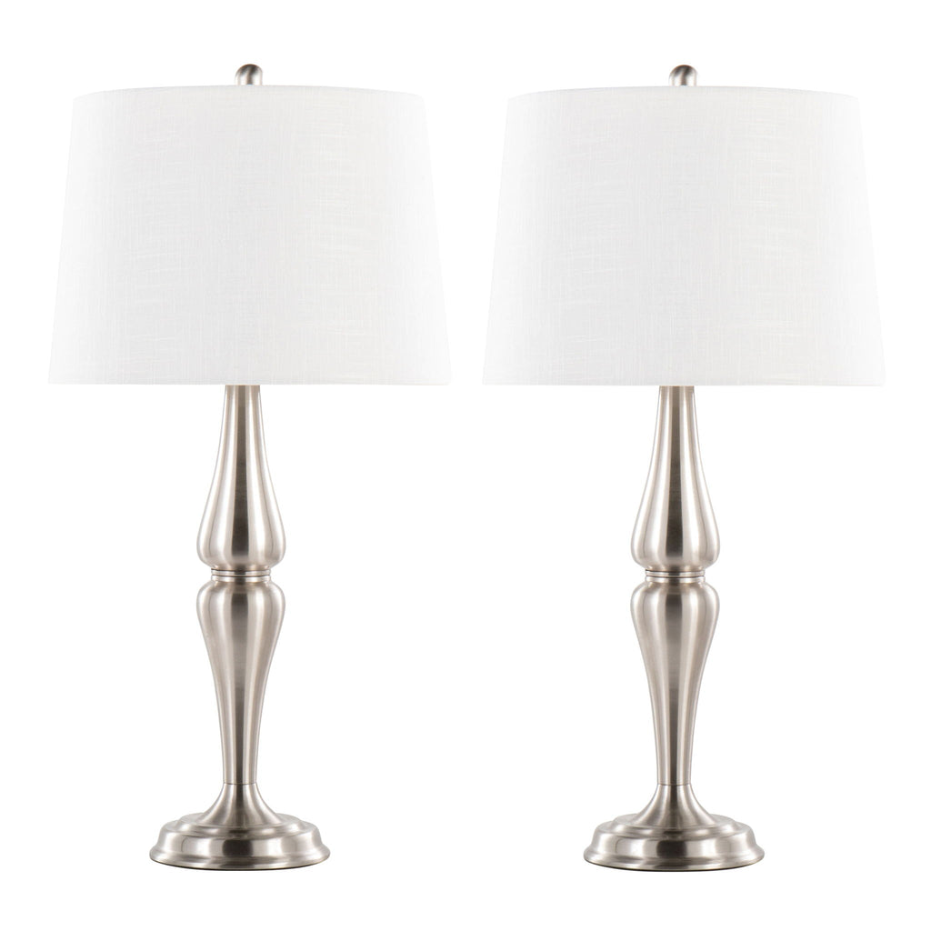 Sawyer Hourglass Table Lamp Set | Brushed Nickel Table Lamp Set of 2