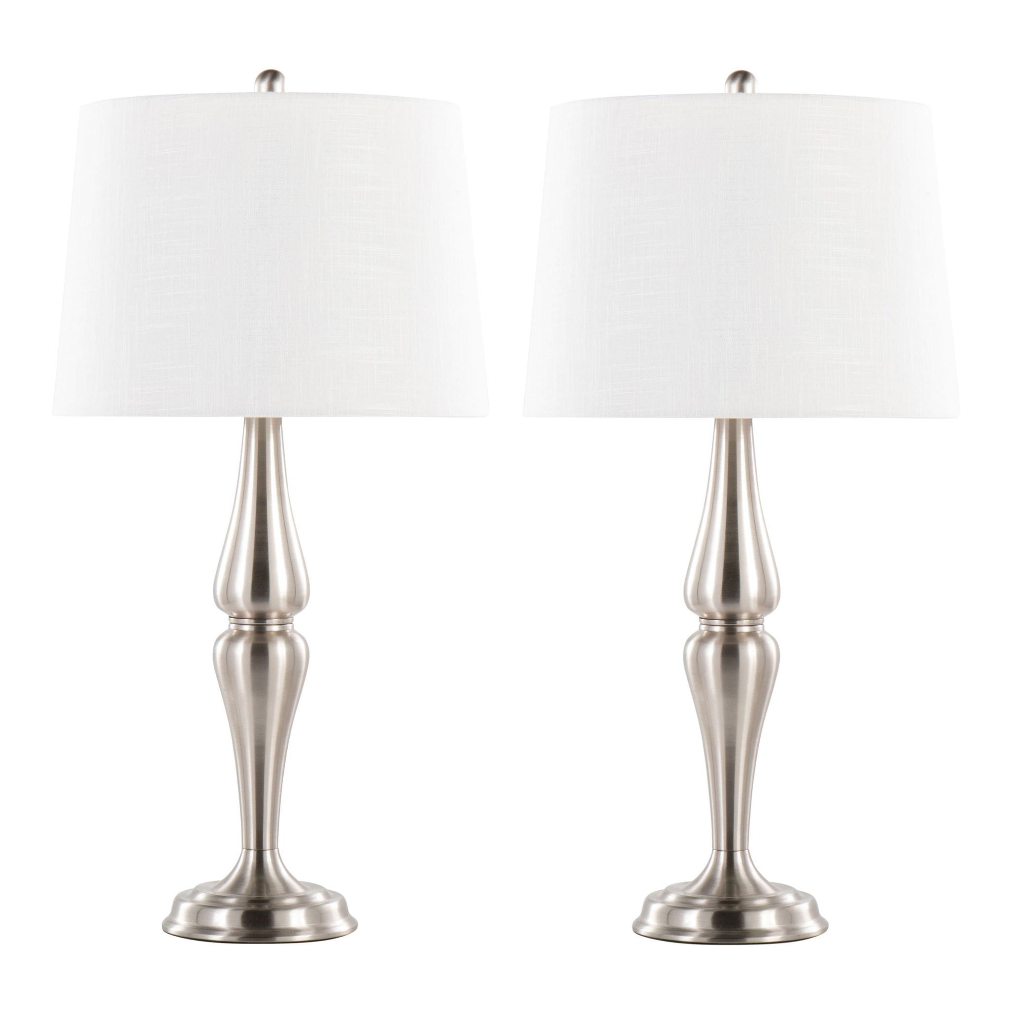 Sawyer Hourglass Table Lamp Set | Brushed Nickel Table Lamp Set of 2