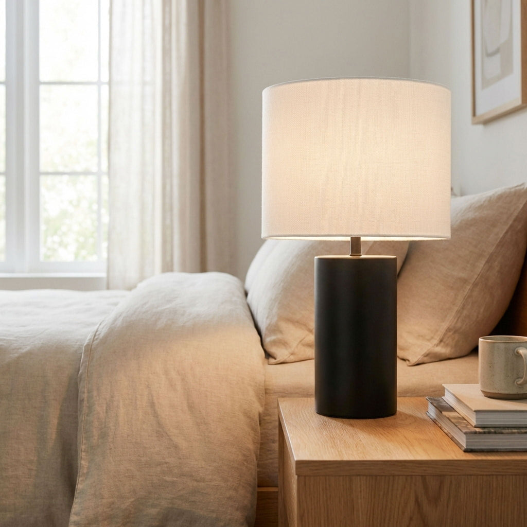 Aura Table Lamp | Sleek Black Block Base Contemporary Table Lamp