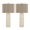 Charlotte Carved Table Lamp Set | Intricately Carved Polyresin Table Lamp Set of 2