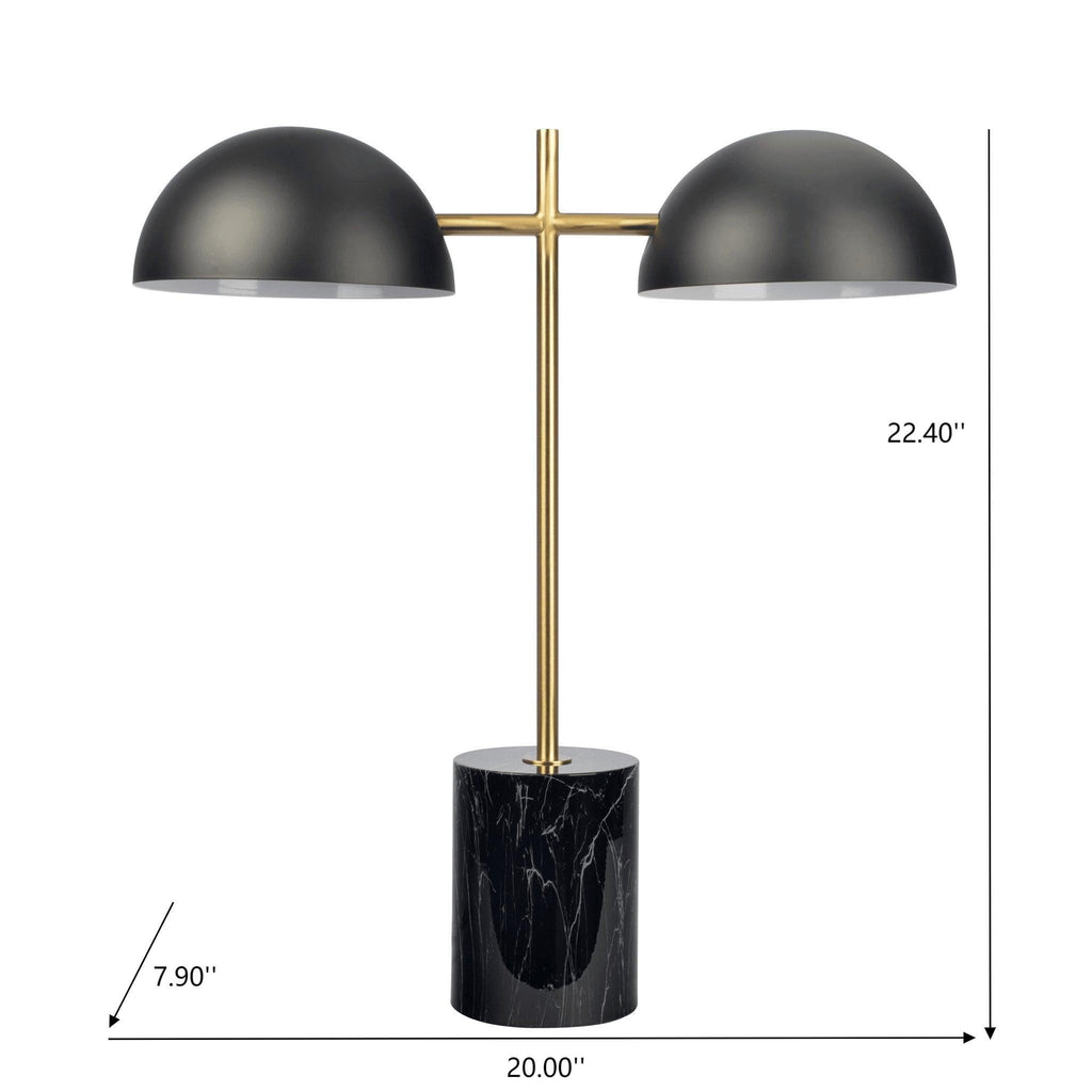 Nova Hydro Double Lamp | Faux Marble Base Dual-Light Table Lamp