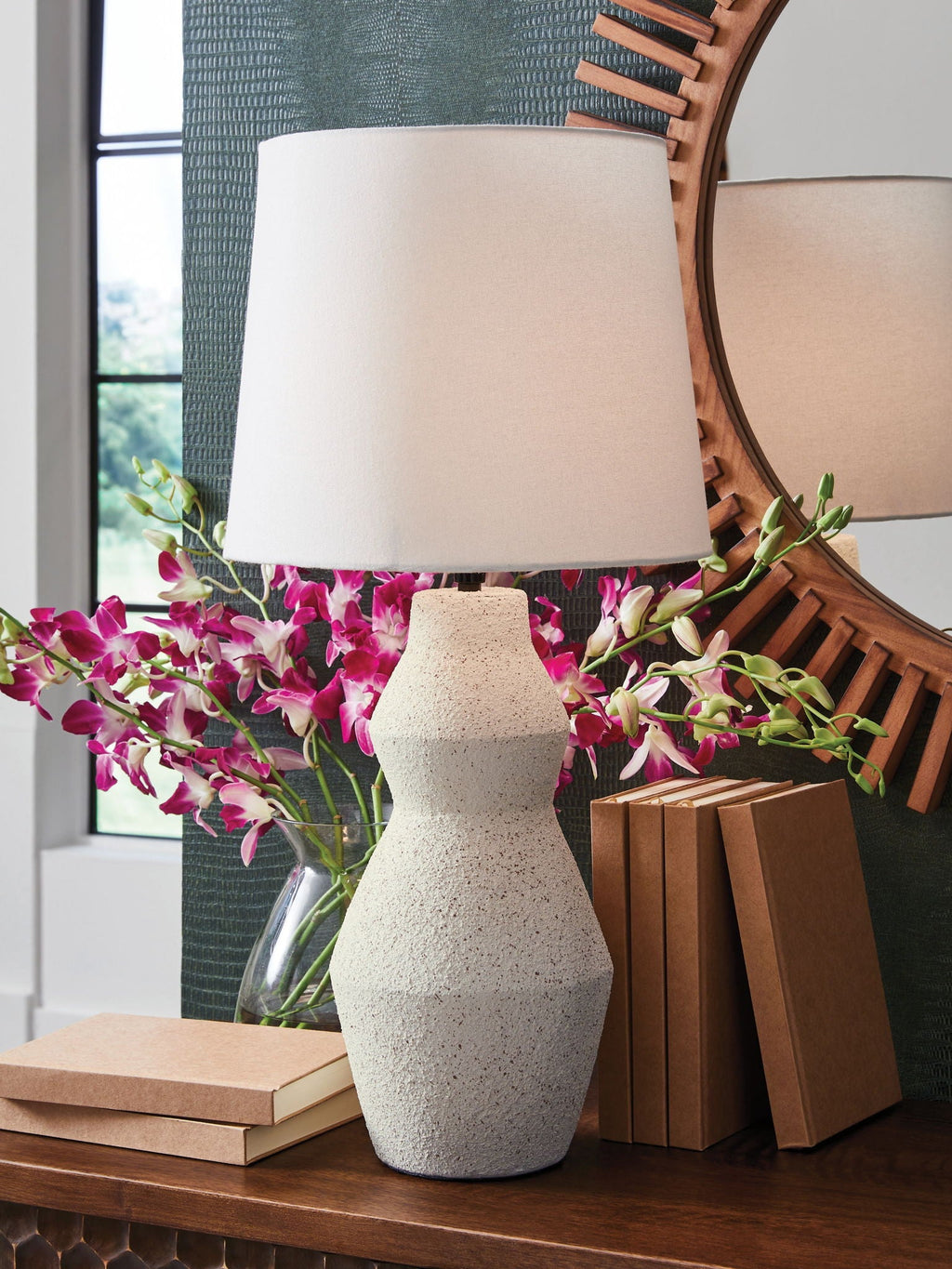 Dawthorne Paper Table Lamp | Hourglass Form Cream Paper Shade Table Lamp