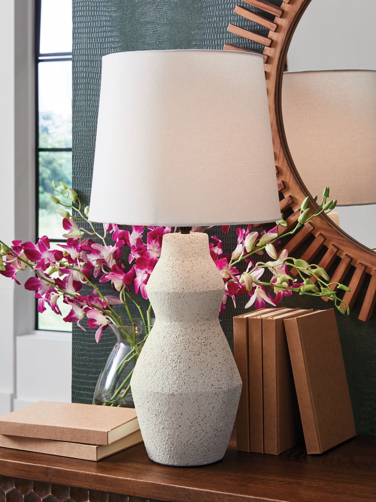 Dawthorne Paper Table Lamp | Hourglass Form Cream Paper Shade Table Lamp