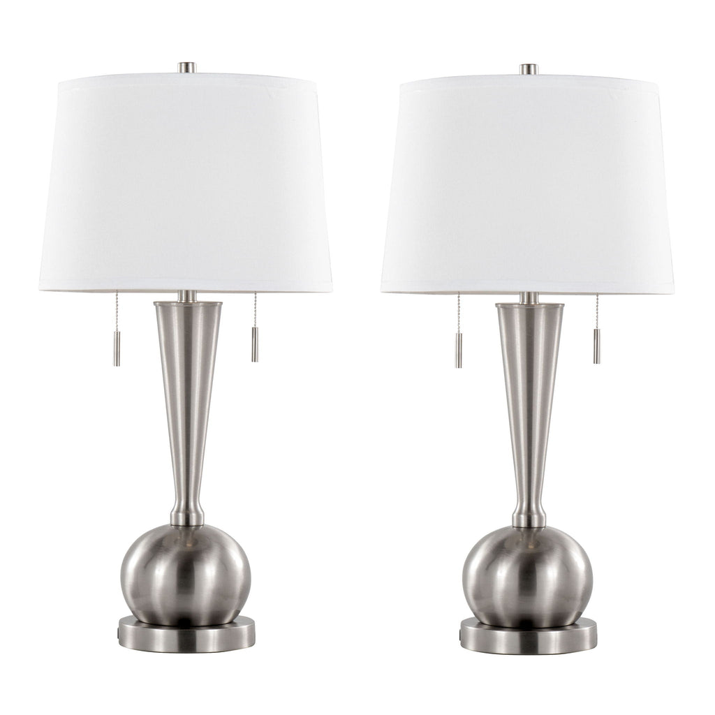 Jules USB Table Lamp Set | Tapered Cylinder Table Lamp Set with USB, Set of 2