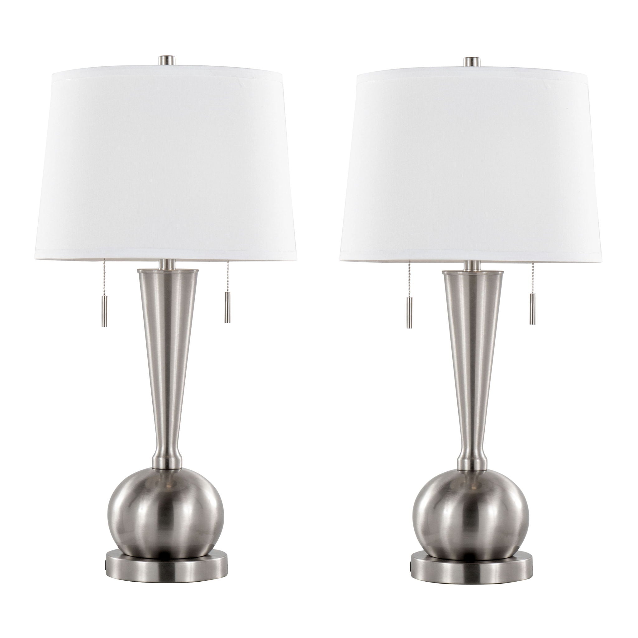 Jules USB Table Lamp Set | Tapered Cylinder Table Lamp Set with USB, Set of 2
