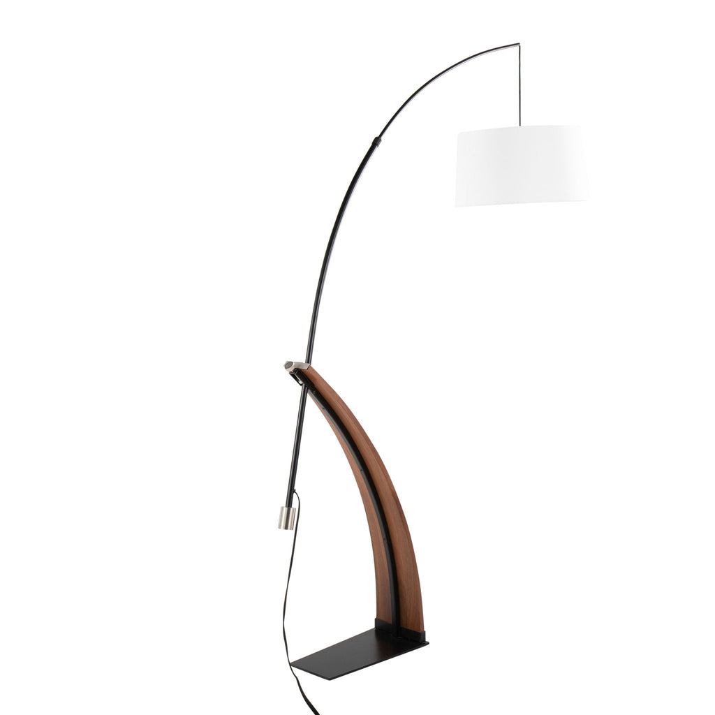 Robyn Mid-Century Floor Lamp | Arched Metal & Wood Accent Floor Lamp
